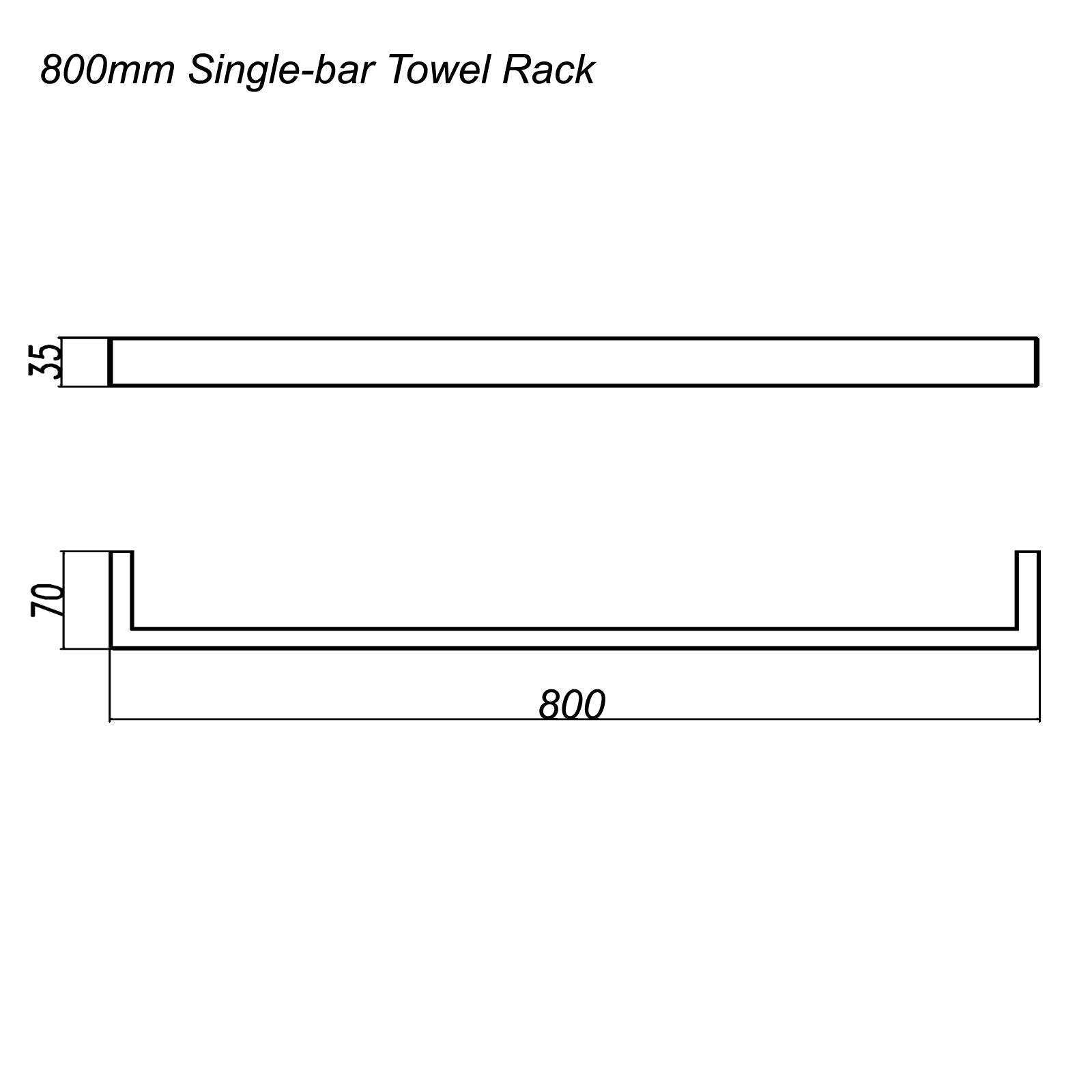 Cavallo Brushed Yellow Gold Square Single Towel Rail 800mm