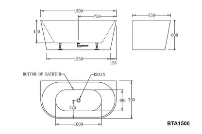 Atlanta Back To Wall Bathtub 1400