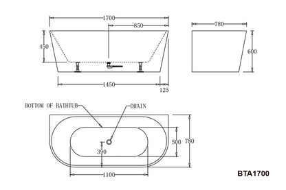 Atlanta Back To Wall Bathtub 1400
