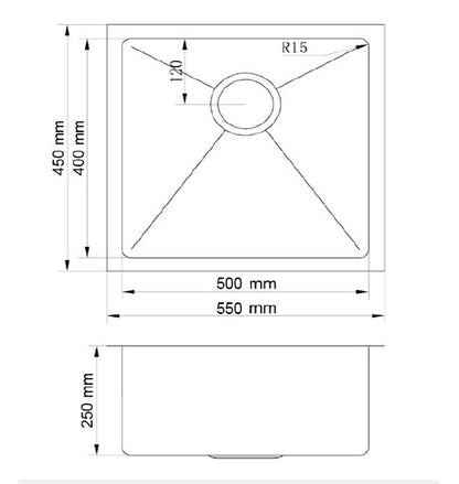 BKS-HA5545 — Atlas Handmade Kitchen Sink