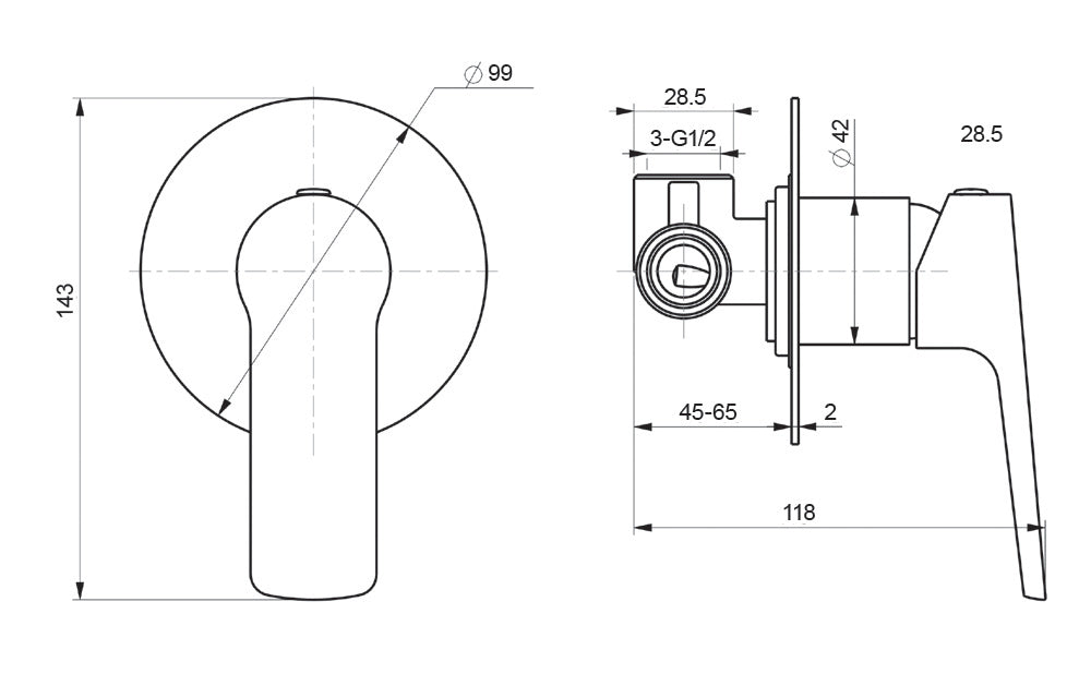 BTC8460 — Shower Mixer with flat plate