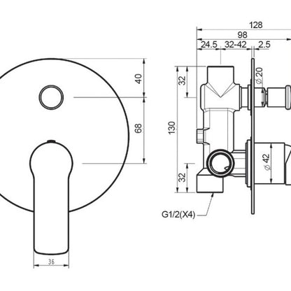 BTC8560 — Shower Mixer With Diverter and flat plate