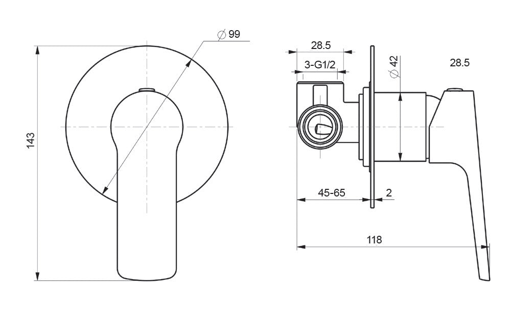 BTR8460 — Shower Mixer with flat plate