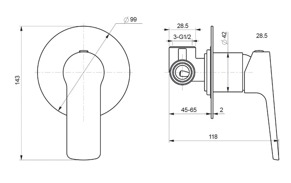 BTV8460 — Shower Mixer with flat plate