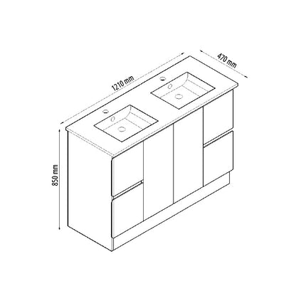 BVN-1200DB — Rio Freestanding Vanity Double Bowl