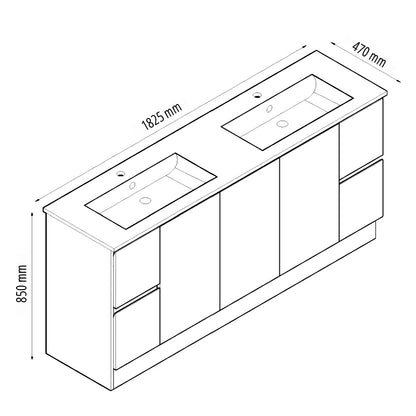 BVN-1800 — Rio Freestanding Vanity Double Bowl