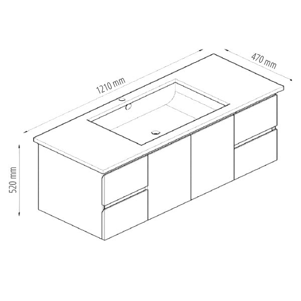 BVW-1200 — Rio Wall Hung Vanity