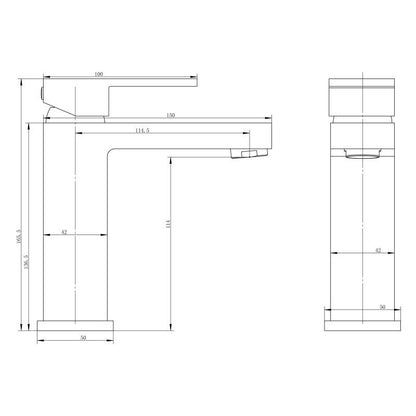Cavallo Chrome Square Basin Mixer