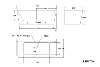 Florence Back to Wall Bathtub in Black
