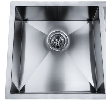 Stainless Steel Square Handmade Kitchen / Laundry Double Bowl Sink Flush 1mm Thick