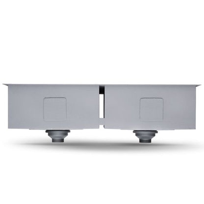 Stainless Steel Square Handmade Kitchen / Laundry Double Bowl Sink Flush 1mm Thick