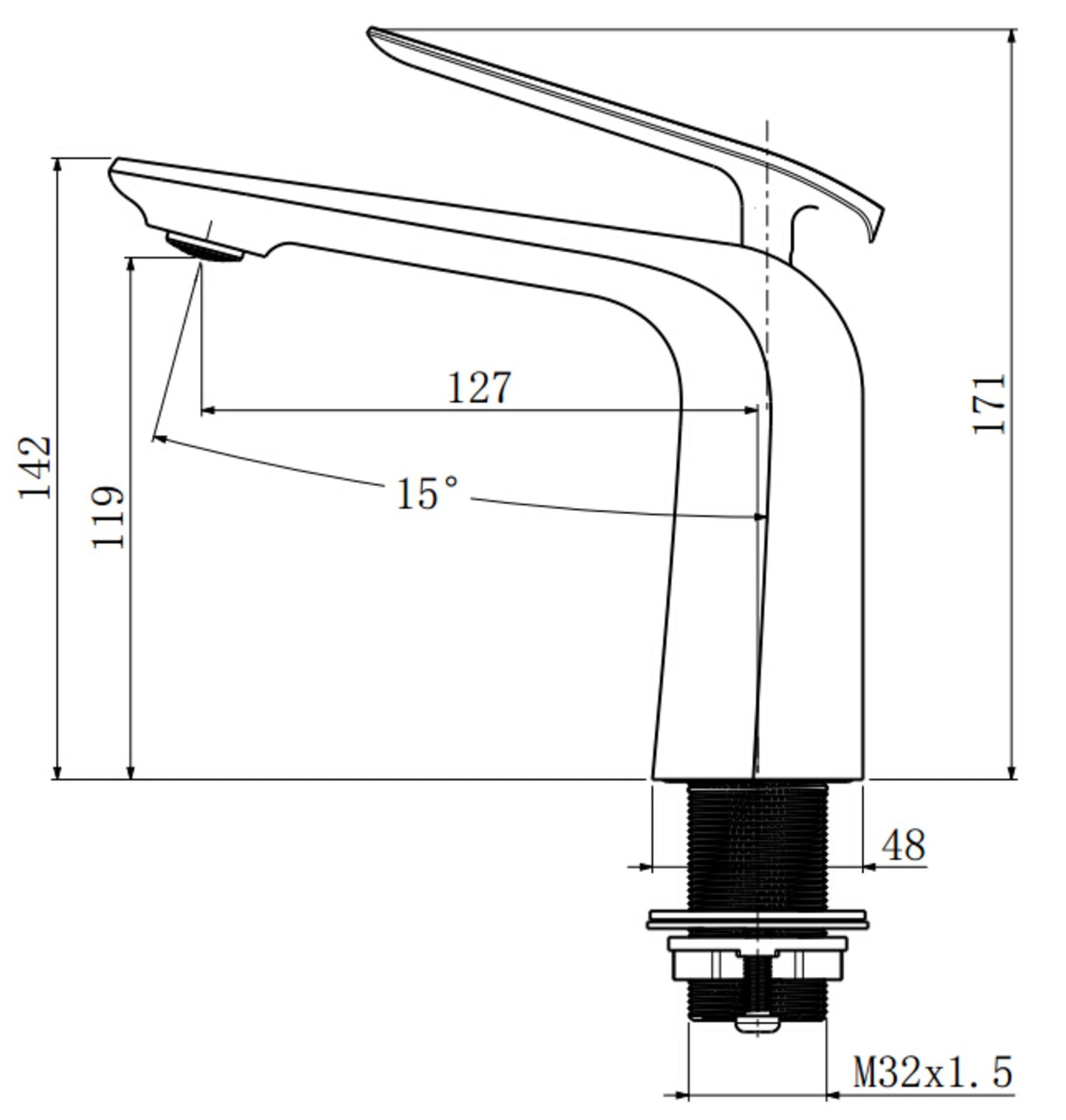 Esperia Brushed Yellow Gold Basin Mixer