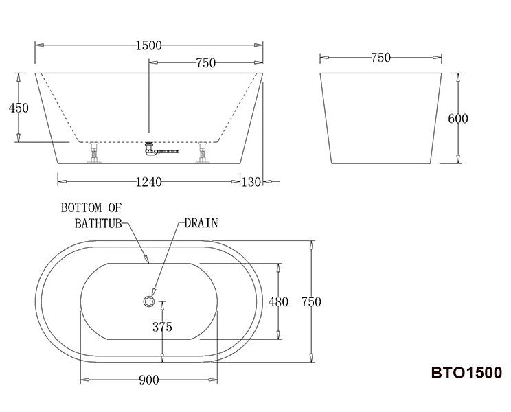 Freestanding Bathtub-Oslo-Black
