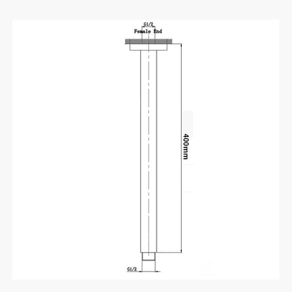Cavallo Brushed Yellow Gold Square Ceiling Shower Arm 400mm