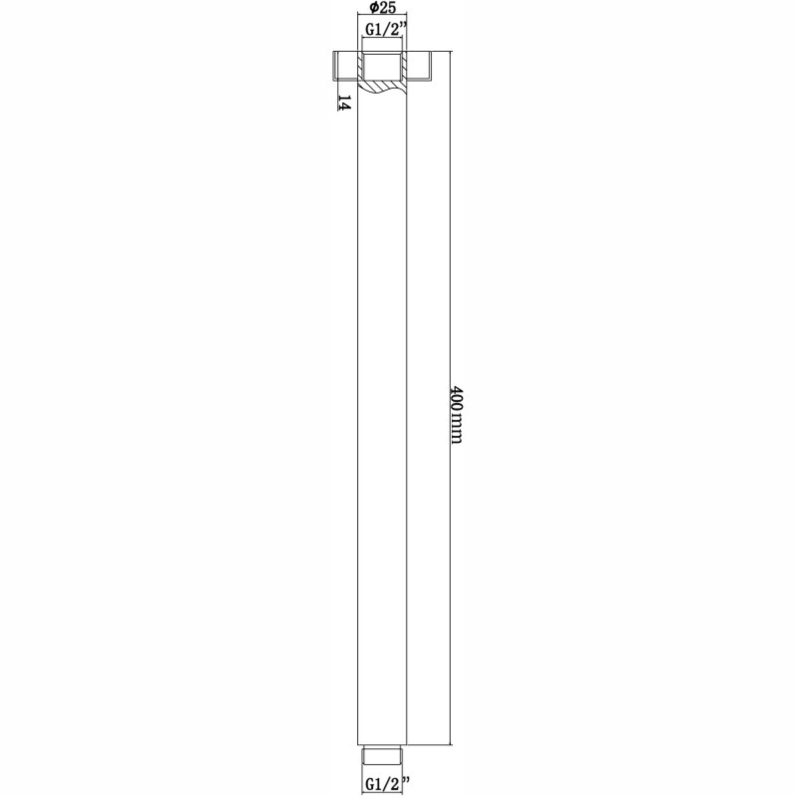 Pentro Gun Metal Grey Round Ceiling Shower Arm 400mm