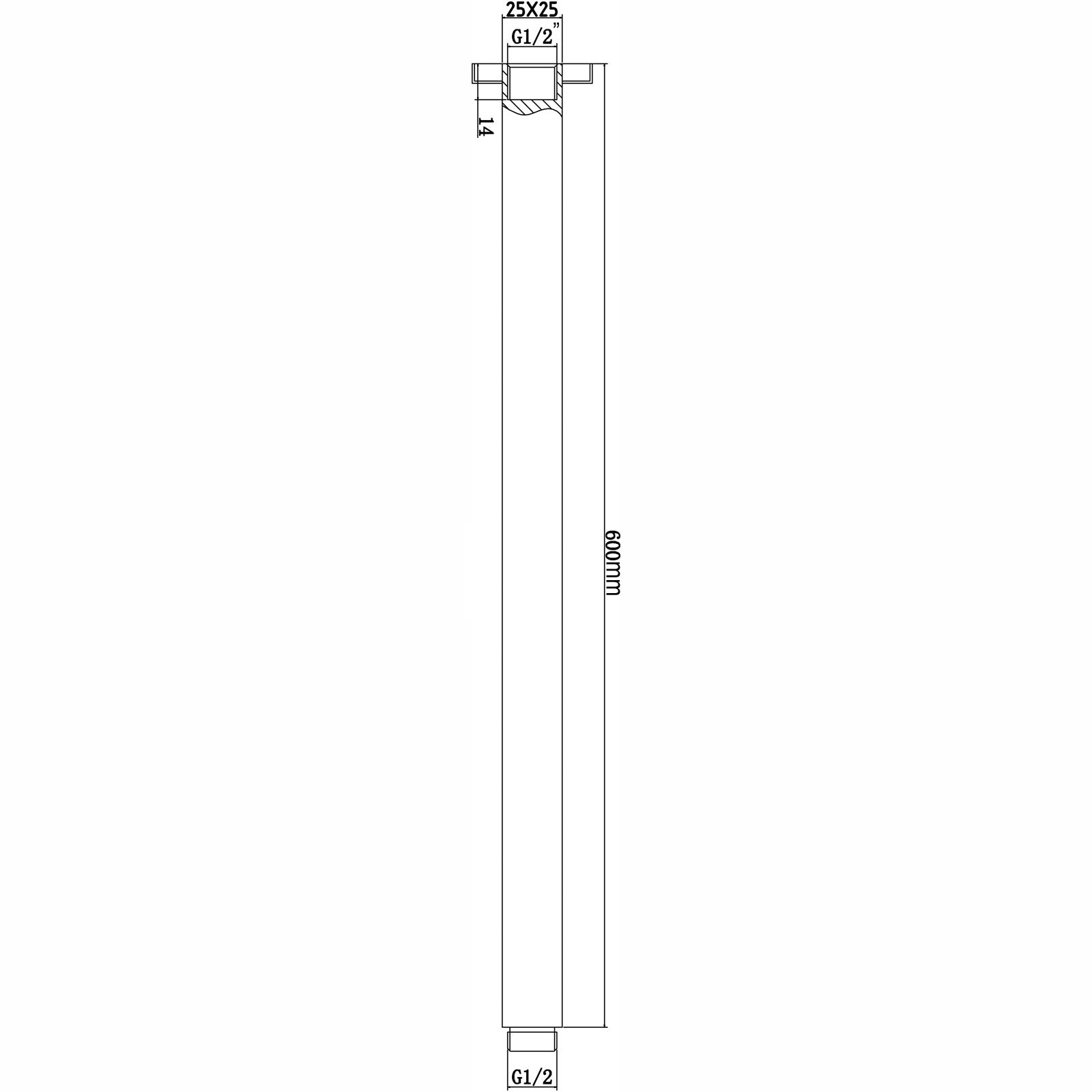 Cavallo Matte Black Square Ceiling Shower Arm 400mm