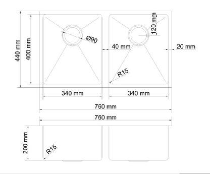 BKS-HA7644 — Atlas Handmade Kitchen Sink
