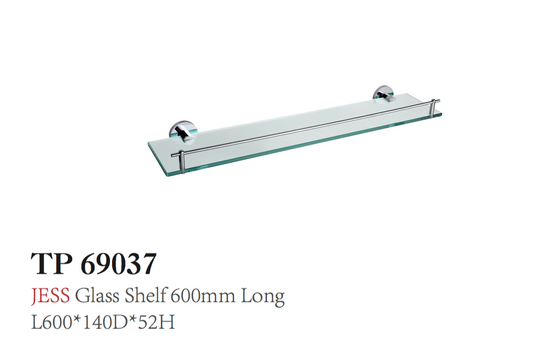 JESS GLASS SHELF 600mm LONG L600*140D*52H