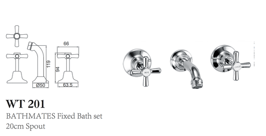 BATHMATES FIXED BATH SET 20CM SPOUT