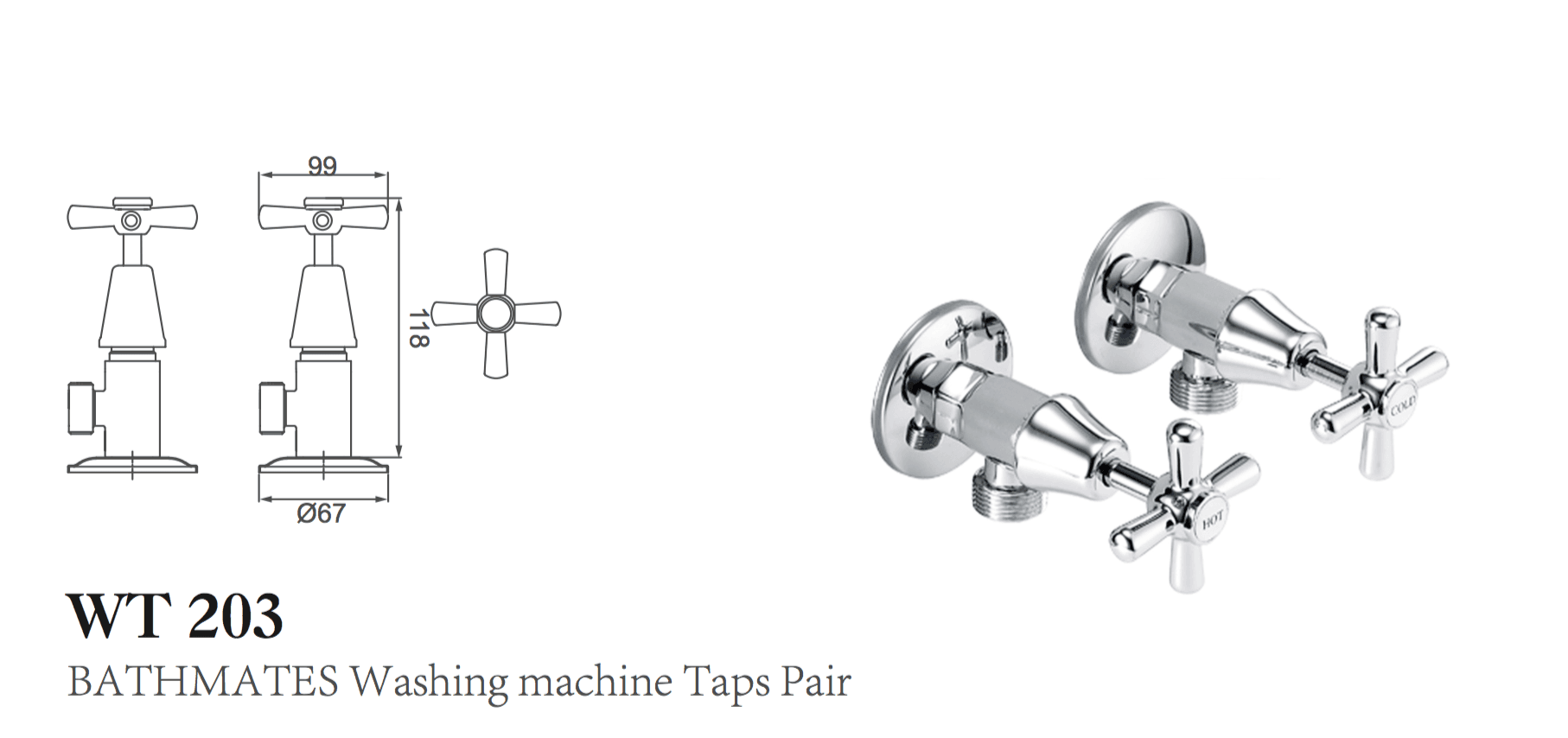 BATHMATES WASHING MACHINE TAPS PAIR