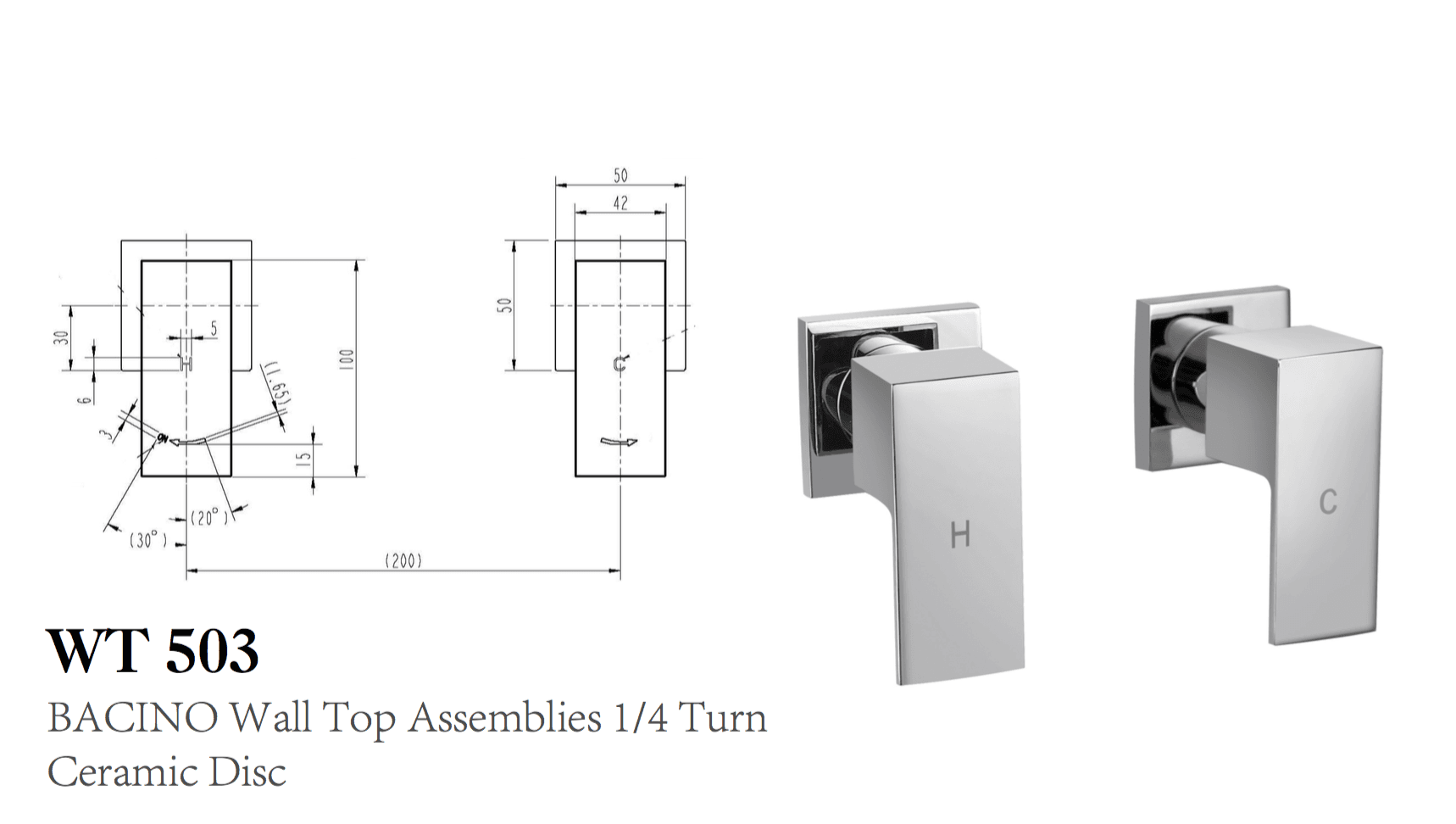 BACINO WALL TOP ASSEMBLIES 1/4 TURN CRAMIC DISC