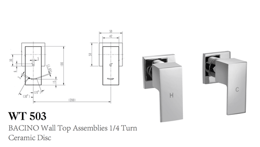 BACINO WALL TOP ASSEMBLIES 1/4 TURN CRAMIC DISC