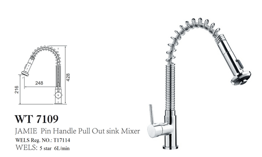 JAMIE PIN HANDLE PULL OUT SINK MIXER