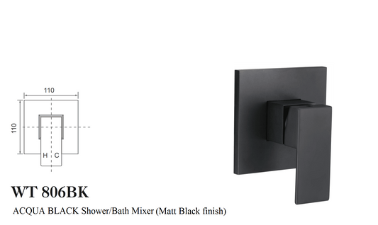 ACQUA BLACK SHOWER/BATH MIXER (MATT BALCK FINISH)