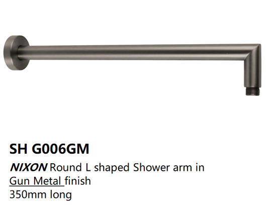 NIXON ROUND L SHAPED SHOWER ARM GUN METAL FINISH