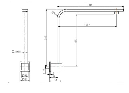 Elevated Square Shower Arm
