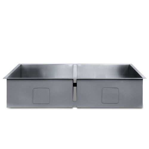 Stainless Steel Square Handmade Kitchen / Laundry Double Bowl Sink Flush 1mm Thick
