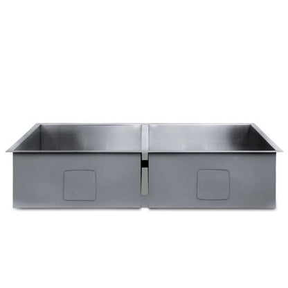 Stainless Steel Square Handmade Kitchen / Laundry Double Bowl Sink Flush 1mm Thick