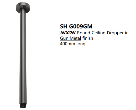 NIXON ROUND CEILING DROPPER GUN METAL FINISH (400 mm LONG)