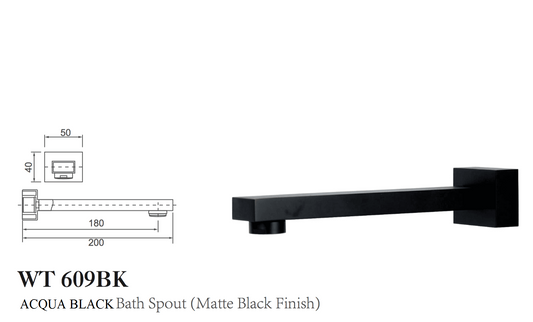 ACQUA BALCK SPOUT (MATTE BLACK FINISH)