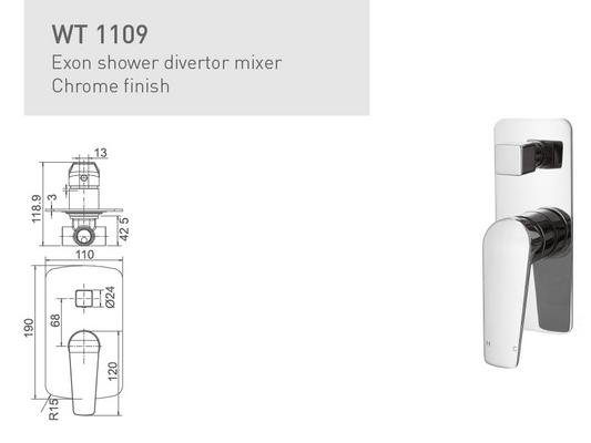 EXON SHOWER DIVERTOR MIXER CHROME MIXER