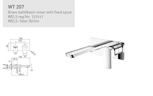 BRAVO BATH/BASIN MIXER WITH FIXED SPOUT