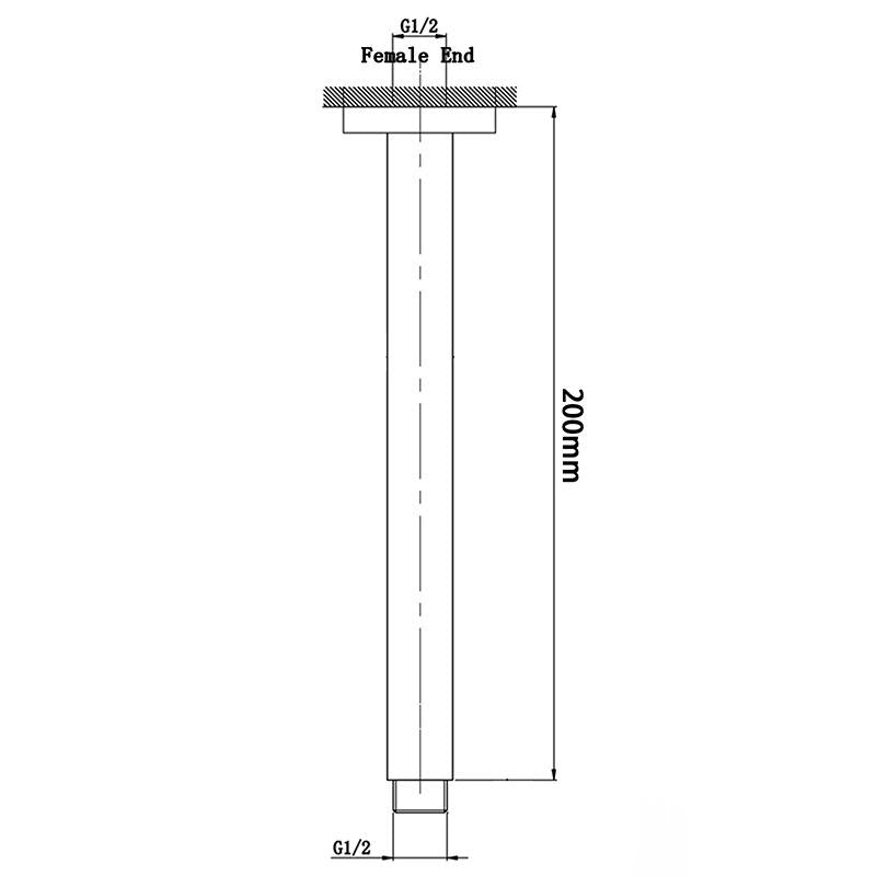 Cavallo Brushed Nickel Square Ceiling Shower Arm 200mm