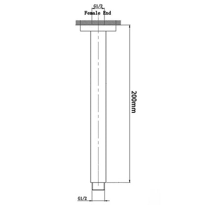 Pentro Gun Metal Grey Round Ceiling Shower arm 200mm